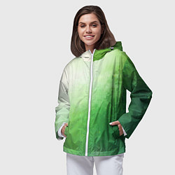 Ветровка с капюшоном женская Зелёные пиксели, цвет: 3D-белый — фото 2