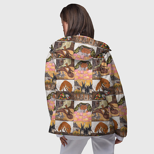 Женская ветровка Коллаж из рисунков с лисой / 3D-Белый – фото 4