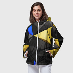 Ветровка с капюшоном женская Black yellow elements, цвет: 3D-белый — фото 2