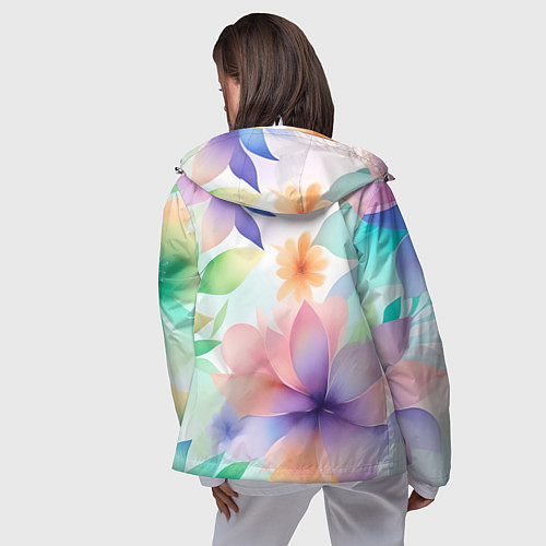 Женская ветровка Акварельные цветы - нейросеть / 3D-Белый – фото 4