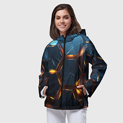 Ветровка с капюшоном женская Объемные плиты со светом, цвет: 3D-черный — фото 2
