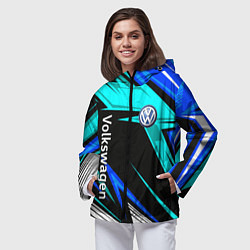 Ветровка с капюшоном женская Фольцваген - sport uniform, цвет: 3D-черный — фото 2