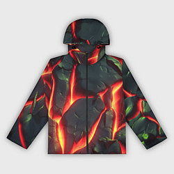 Ветровка с капюшоном женская Красные плиты с лавой, цвет: 3D-черный