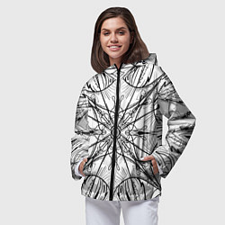 Ветровка с капюшоном женская Абстрактный контрастный паттерн, цвет: 3D-черный — фото 2