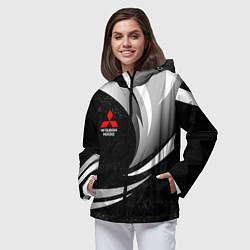 Ветровка с капюшоном женская Митсубиси - строгие оттенки, цвет: 3D-черный — фото 2