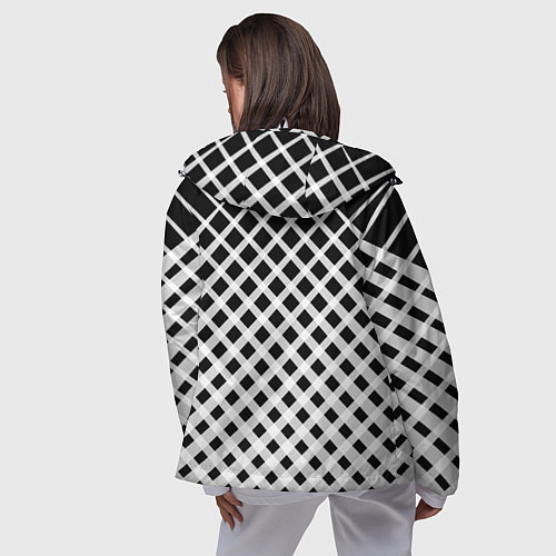 Женская ветровка Черно-белые ромбы и клетки / 3D-Белый – фото 4