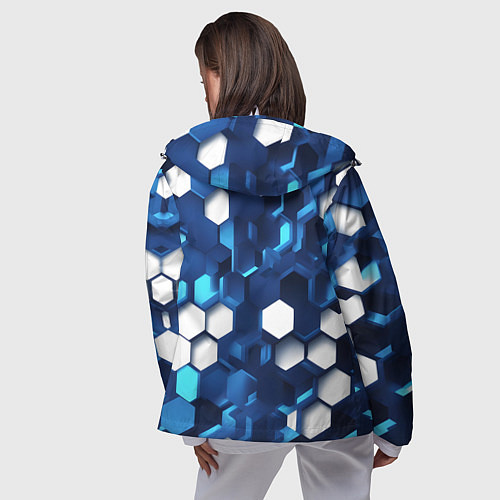 Женская ветровка Cyber hexagon Blue / 3D-Белый – фото 4