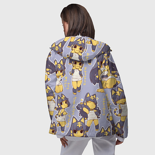 Женская ветровка Анкха желтая египетская девушка кошка / 3D-Белый – фото 4
