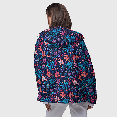 Женская ветровка Цветочный паттерн в синих и сиреневых тонах / 3D-Белый – фото 4