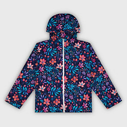 Женская ветровка Цветочный паттерн в синих и сиреневых тонах