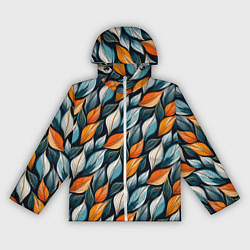 Ветровка с капюшоном женская Узор из листьев поздняя осень, цвет: 3D-белый