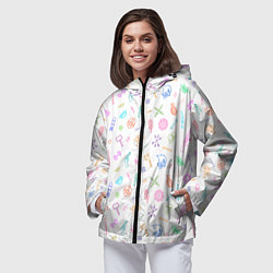 Ветровка с капюшоном женская Оружие - цветной на белом, цвет: 3D-черный — фото 2