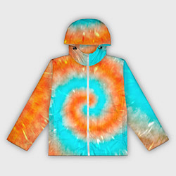 Ветровка с капюшоном женская Тай-дай апельсин, цвет: 3D-белый