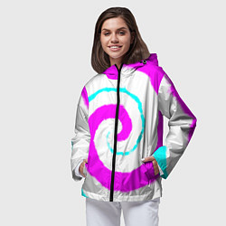 Ветровка с капюшоном женская Тай-дай розовый, цвет: 3D-черный — фото 2