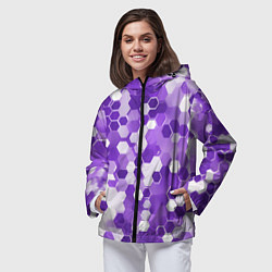 Ветровка с капюшоном женская Кибер Hexagon Фиолетовый, цвет: 3D-черный — фото 2