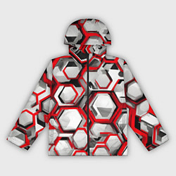 Ветровка с капюшоном женская Кибер Hexagon Красный, цвет: 3D-черный