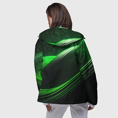 Женская ветровка Зеленые абстрактные волны / 3D-Белый – фото 4