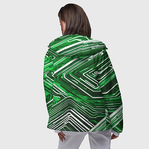 Женская ветровка Кибер линии Зелёный-белый / 3D-Черный – фото 4