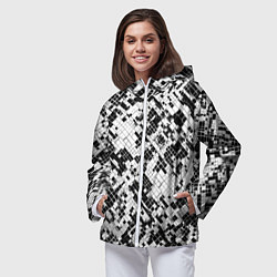 Ветровка с капюшоном женская Чёрно-белая сеть, цвет: 3D-белый — фото 2