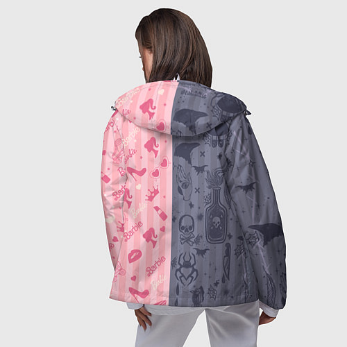 Женская ветровка Барби и Уэнсдей - мои две личности: в стиле тату / 3D-Белый – фото 4