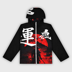 Женская ветровка Японский самурай и красная луна