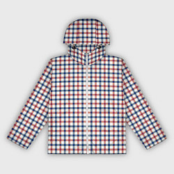 Ветровка с капюшоном женская Полосатый сине-красный клетчатый, цвет: 3D-белый