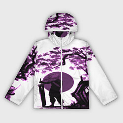 Ветровка с капюшоном женская Канеки самурай под сакурой, цвет: 3D-белый