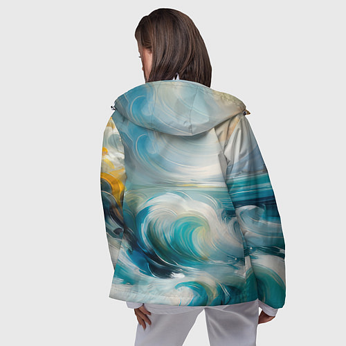 Женская ветровка Штормовые волны океана / 3D-Белый – фото 4