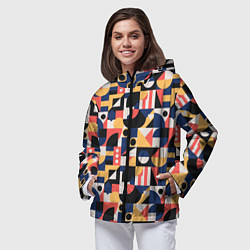 Ветровка с капюшоном женская Геометрическая абстракция баухаус, цвет: 3D-черный — фото 2