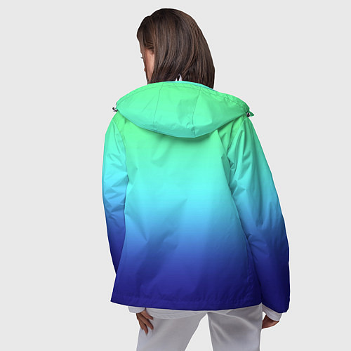 Женская ветровка Градиент зелёно-синий / 3D-Белый – фото 4