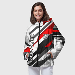 Ветровка с капюшоном женская Honda - red and white, цвет: 3D-черный — фото 2