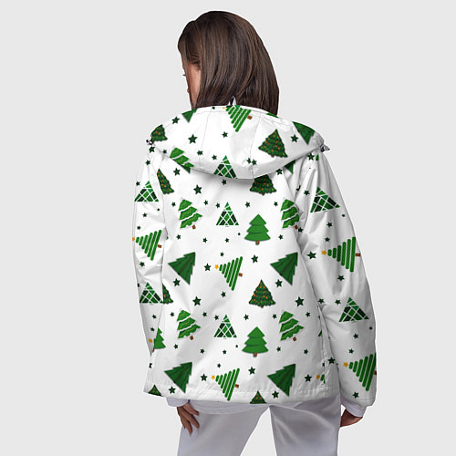 Женская ветровка Узор с зелеными елочками / 3D-Белый – фото 4