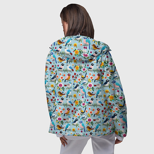 Женская ветровка Вязаные птички паттерн / 3D-Белый – фото 4