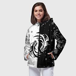 Ветровка с капюшоном женская Инь Янь - Драконы, цвет: 3D-черный — фото 2