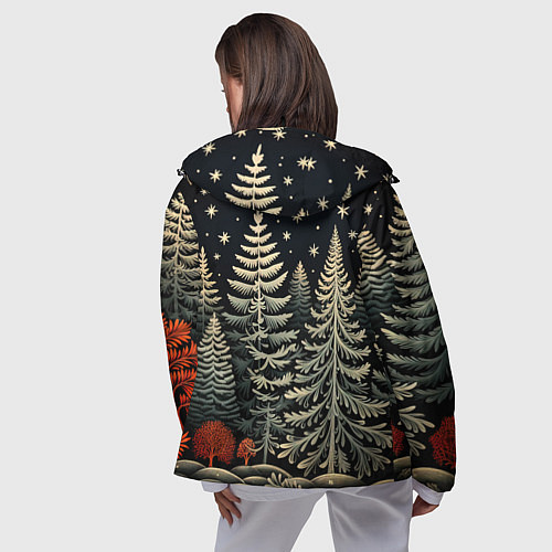 Женская ветровка Новогоднее настроение лес / 3D-Черный – фото 4
