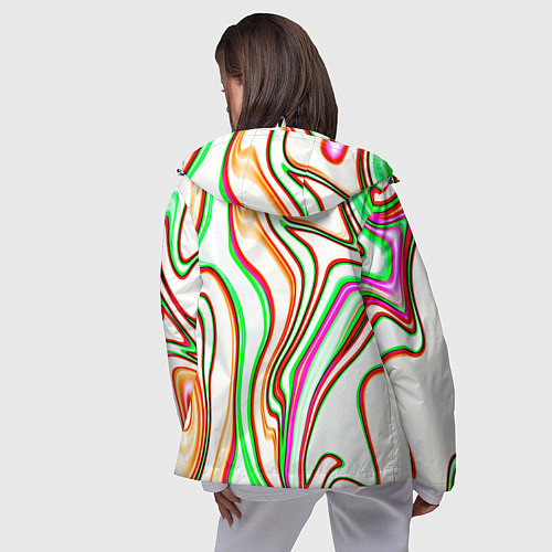Женская ветровка Разноцветные волнистые линии абстракция / 3D-Белый – фото 4