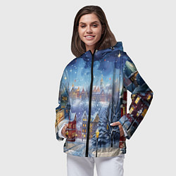 Ветровка с капюшоном женская New year city, цвет: 3D-черный — фото 2