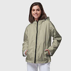 Ветровка с капюшоном женская Серо-бежевый широкая полоска, цвет: 3D-черный — фото 2