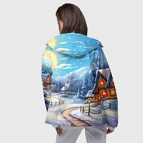 Женская ветровка Новогоднее настроение пейзаж / 3D-Белый – фото 4