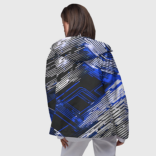 Женская ветровка Киберпанк линии белые и синие / 3D-Белый – фото 4