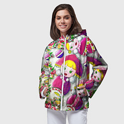 Ветровка с капюшоном женская Неваляшки в кокошниках, цвет: 3D-белый — фото 2