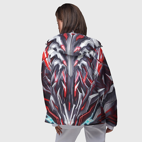 Женская ветровка Красная киберпанк броня / 3D-Белый – фото 4