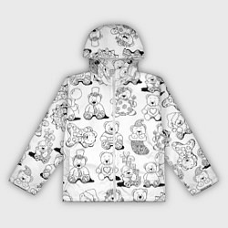 Ветровка с капюшоном женская Семья игрушечных мишек в костюмах, цвет: 3D-белый