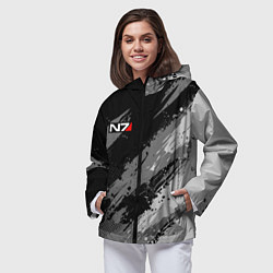 Ветровка с капюшоном женская N7 - mass effect monochrome, цвет: 3D-черный — фото 2