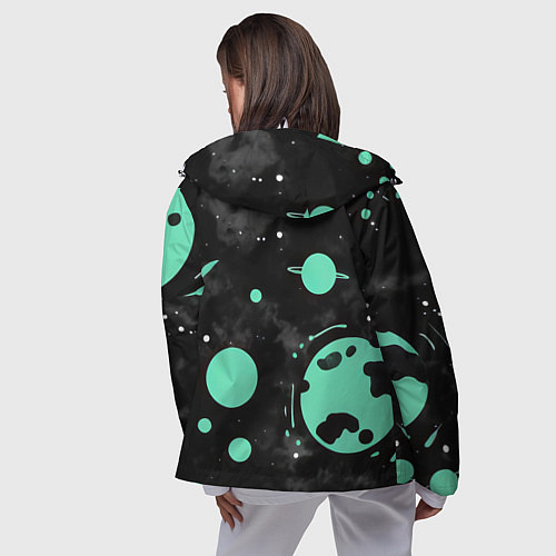 Женская ветровка Чёрно-мятный космос от нейросети / 3D-Белый – фото 4