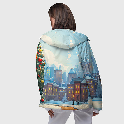 Женская ветровка Новогодний город / 3D-Черный – фото 4