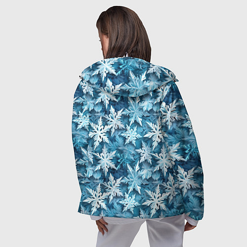 Женская ветровка New Years pattern with snowflakes / 3D-Белый – фото 4