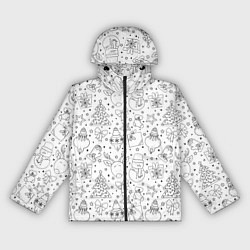 Женская ветровка Черно-белый новогодний патерн