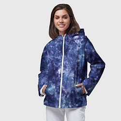 Ветровка с капюшоном женская Абстракция - sea blue, цвет: 3D-белый — фото 2