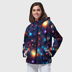 Ветровка с капюшоном женская Бесконечность звезд, цвет: 3D-черный — фото 2